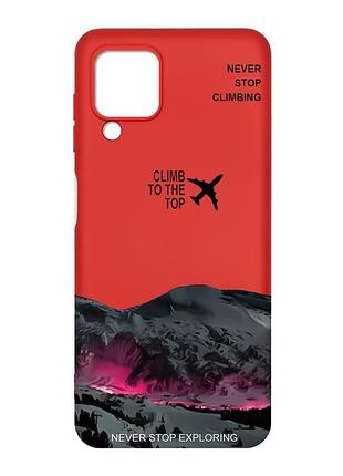 Матовый красный чехол на samsung galaxy m32/a22/m22 4g поднимись на вершину (принт 419)