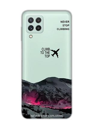 Прозрачный чехол на samsung galaxy m32/a22/m22 4g поднимись на вершину (принт 419)