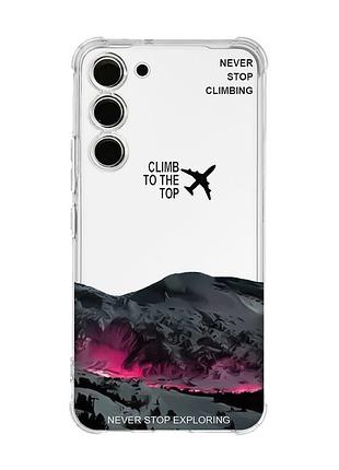 Чехол с утолщёнными углами на samsung galaxy s23 поднимись на вершину (принт 419)