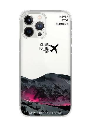 Чехол с утолщёнными углами на iphone 14 pro max поднимись на вершину (принт 419)