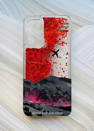 Чехол с плавающими красными блестками на samsung galaxy a24 (a245) поднимись на вершину (принт 419)