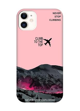 Матовый розовый чехол на apple iphone 11 (6.1) поднимись на вершину (принт 419)