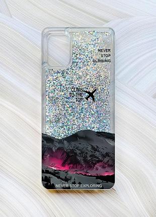 Чохол з плаваючими срібними блискітками на samsung galaxy a31 піднімись на вершину (принт 419)