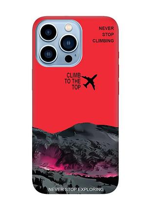 Матовий червоний чохол на apple iphone 13 pro max піднімись на вершину (принт 419)