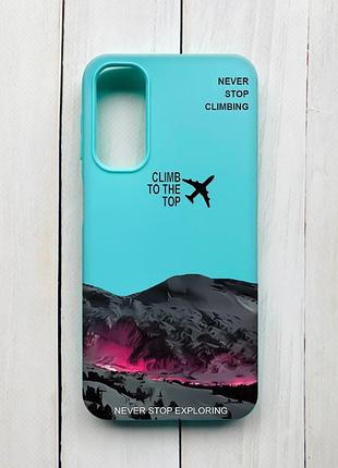 Матовый чехол на samsung galaxy a24 бирюзовый поднимись на вершину (принт 419)