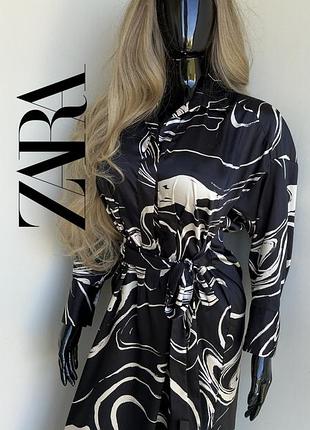Zara немов шовкова сатинова стильна сукня з ефектним бантом