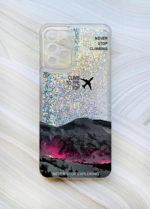 Чохол з плаваючими срібними блискітками на samsung galaxy a23 піднімись на вершину (принт 419)