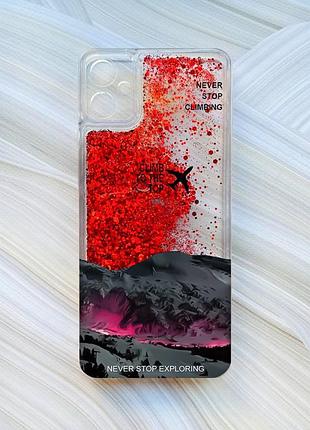 Чехол с плавающими красными блестками на samsung galaxy a05 (a055) поднимись на вершину (принт 419)