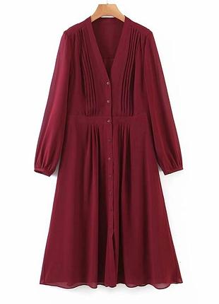 Шифоновое платье h&m трендового винного цвета