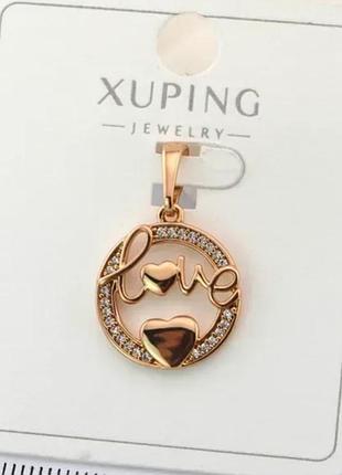 Кулон xuping серце з медичного золота позолота 18к. довжина 1,1 см. ширина 1,1 см.