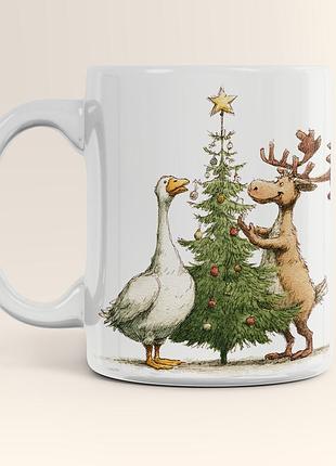 Чашка белая, керамическая, 11 oz (330 мл), рождество 4su_podcup11w_0366