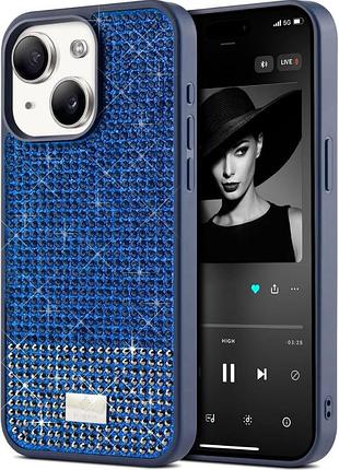 Чехол bez для iphone 13 с камушками синий серия bling & co уценка