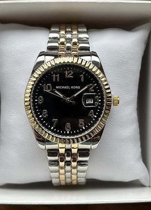 Жіночий годинник на браслеті michael kors комбінованого кольору з чорний циферблатом