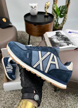 💎мужские кроссовки armani exchange ax navy white