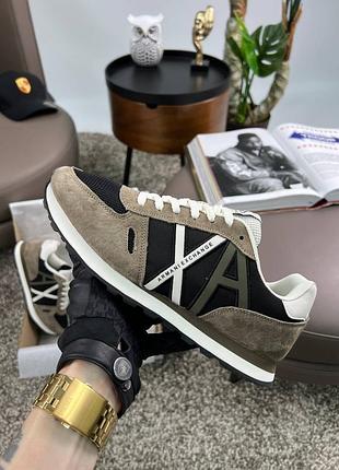 💎мужские кроссовки armani exchange ax khaki black