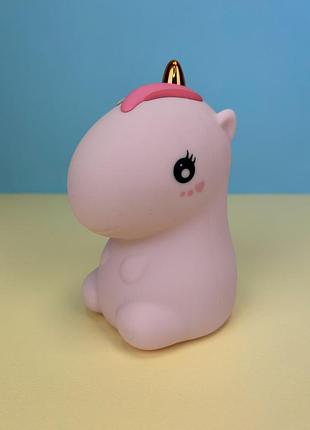 Детский силиконовый ночник светильник в виде эдинорога lovely horse ljc-132, розовый