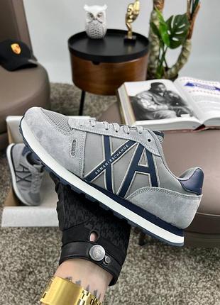 💎мужские кроссовки armani exchange ax grey black