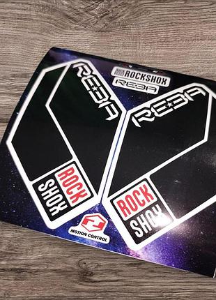 Чорный с белым глянец наклейки на вилку перья рокшок рок шок rock shox велосипеда реба reba 2008,2009,2010,2011