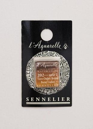 Акварельная краска sennelier, полукювета, s1, умбра полено (burnt umber)