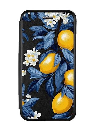 Чехол-книжка черный с рисунком на samsung galaxy a31 лимонное дерево (принт 417)