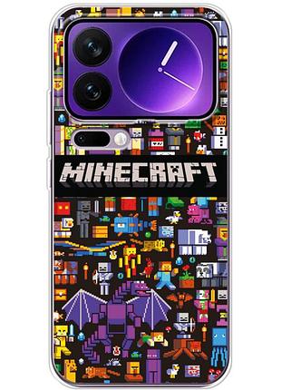 Чехол силиконовый с картинкой на xiaomi 17 pro max (майнкрафт, minecraft)