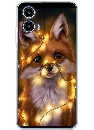 Чехол силиконовый с картинкой на motorola g35 (новогодний, лисичка)