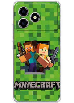 Чохол силіконовий з картинкою на zte blade a36 (майнкрафт, minecraft)