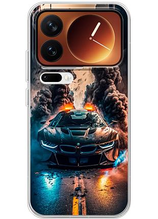 Чехол силиконовый с картинкой на xiaomi 17 pro (машина bmw i8)