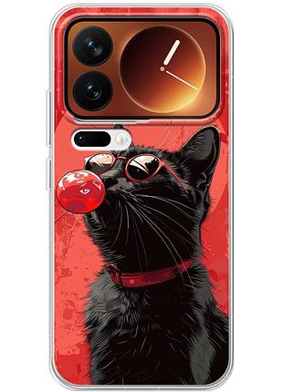 Чехол силиконовый с картинкой на xiaomi 17 pro (стильный котик)