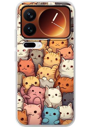 Чехол силиконовый с картинкой на xiaomi 17 pro (котики)