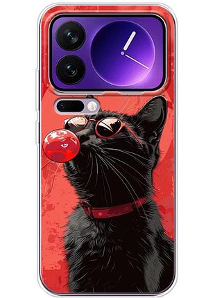 Чехол силиконовый с картинкой на xiaomi 17 pro max (стильный котик)