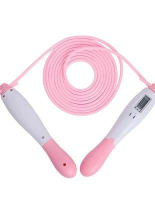 Скоростная скакалка с счетчиком easyfit 2,8м белый-розовый