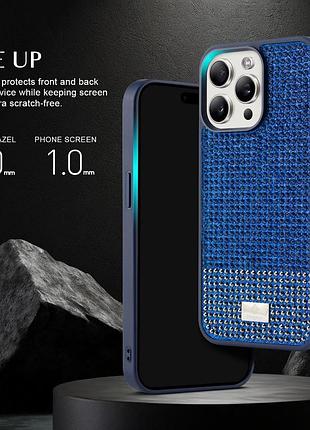 Панель для iphone 15 pro с камушками синий 6