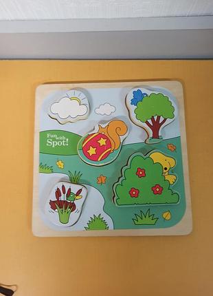 Деревянная игрушка головоломка пазлы втулки rainbow designs spot wooden shape puzzle. "найди собаку",