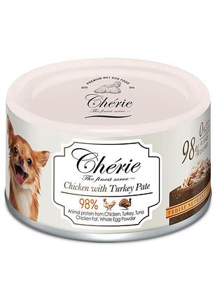 Куриное патте с индейкой полнорационный корм для собак. 80г cherie dog