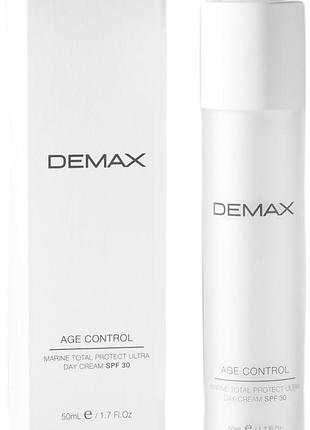 Денний захисний крем із морськими водоростями demax age control marine day cream total protect spf 30 50 мл