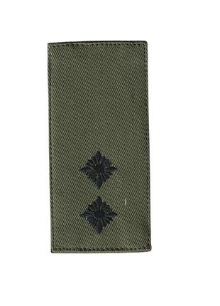 Погон лейтенанта военный / армейский шеврон всу, зеленый цвет на оливке. 10 см * 5 см