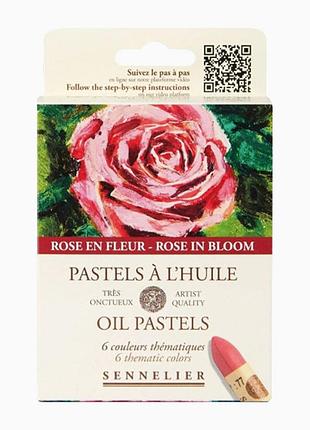 Набір олійної пастелі sennelier «rose in bloom» включає 6 яскравих, насичених відтінків у зручному картонному пеналі. кожен колір
