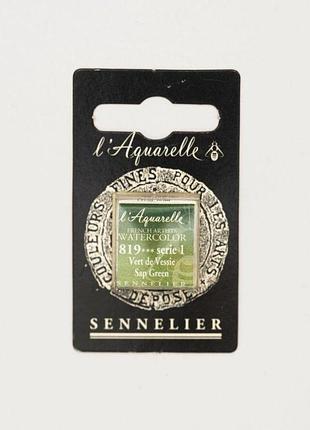 Акварельная краска sennelier, полукювета, s1, сочный зеленый (sap green)