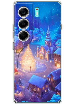 Чехол силиконовый с картинкой на tecno camon 40 (новогодний)