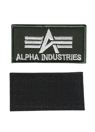 Шеврон військовий / армійський, alpha industries на оливці, зсу, 4 см * 8 см