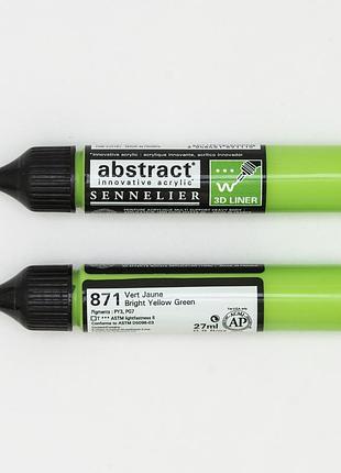 Линер акриловый abstract sennelier, 3d, 27 мл, жёлто-зелёный яркий (bright yellow green)