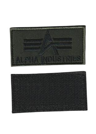 Шеврон военный / армейский, alpha industries, на липучке, на оливке, всу 4 см * 8 см
