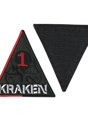 Шеврон военный / армейский, kraken кракен 1 рота, на липучке, на оливке, всу 8,5 см * 8,5 см