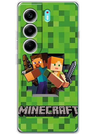 Чехол силиконовый с картинкой на tecno camon 40 (майнкрафт, minecraft)