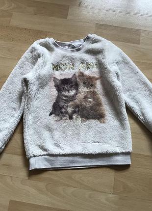Якісна тепла кофта, флісовий світшот h&m для дівчаток зріст 110/116