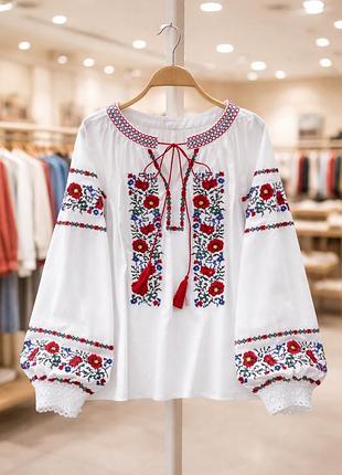 Вышиванка женская с маками разноцветная