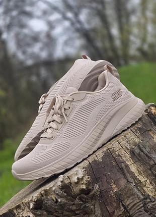 Жіночі кросівки skechers bobs squad chaos-face off nude оригінал.