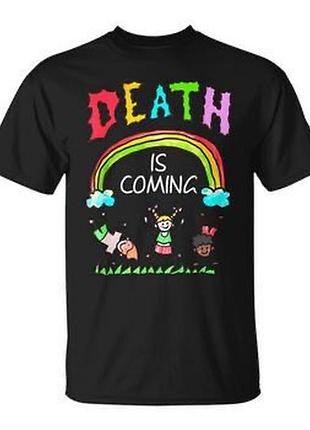 Чорна оверсайз готична футболка з принтом death is coming y2k