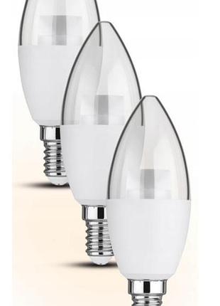 3шт лампочки 6w 470lm e14 прозорі livarno home